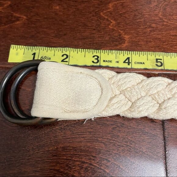 Abercrombie and Fitch Cream Braided Woven Belt - Picture 5 of 14